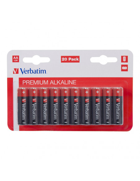 Pilhas AA LR6 Alcalinas 1.5V 2900mAh Verbatim 49877 20un