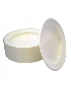 Pratos Ø 20cm Plástico Branco Sopa F13 Pack 100un
