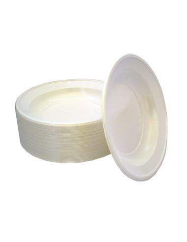 Pratos Ø 20cm Plástico Branco Sopa F13 Pack 100un