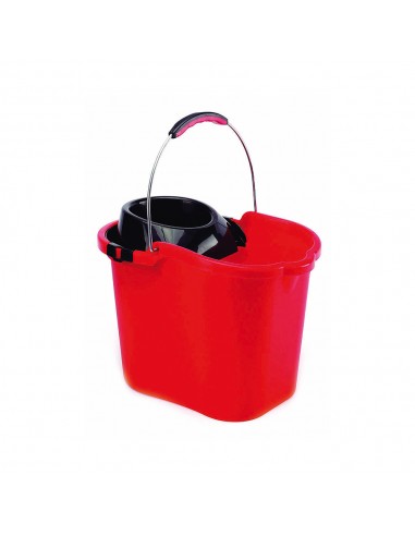 Balde com Espremedor Rectangular Asa Metálica 16L Vermelho