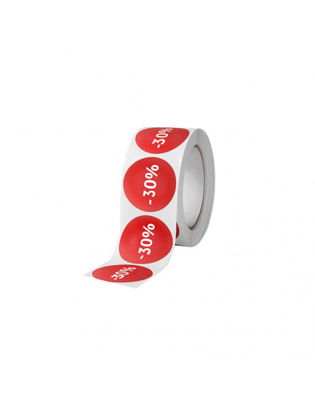 Etiquetas Promocionais Redondas -30% 400un Vermelho