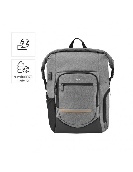 Mochila Portátil 15.6 Roll-Top Terra USB Cinza