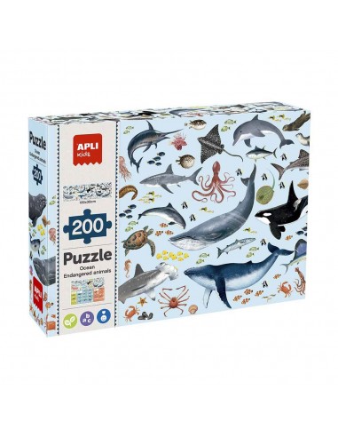 Puzzle Apli Animais Marinhos Ameaçados 200 Peças