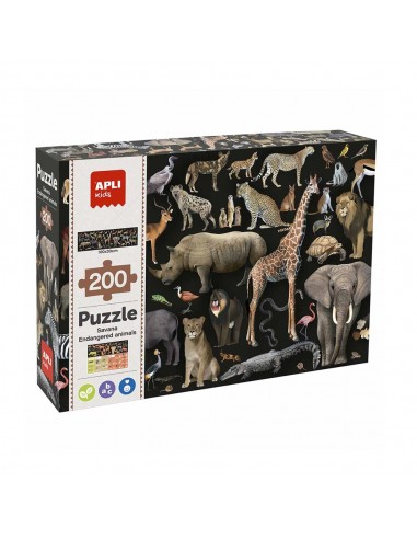 Puzzle Apli Animais Savana Ameaçados 200 Peças