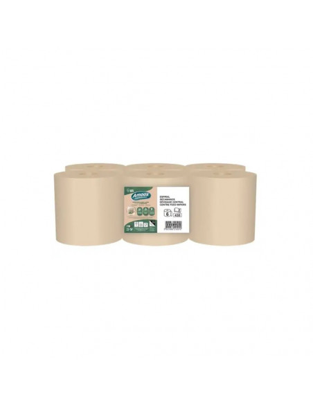 Rolo Toalhas Mão 124mx17,9cm 2Fls Amoos Picot Nat- Pack 6un