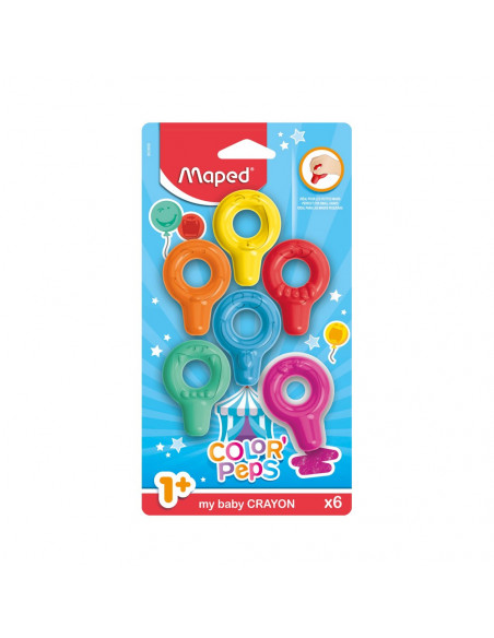 Lápis de Cera 06 Cores Maped Early Age My First (+1Ano)