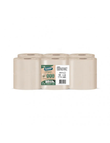 Papel Higiénico (Jumbo) 120mts 2Fls Amoos Naturally 12un
