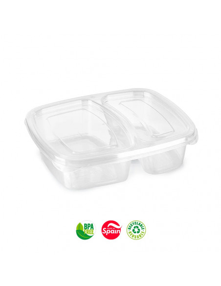 Caixa Hermética Lunch 2 Divisórias Nº1 725ml Transparente