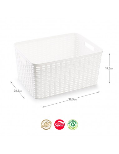 Caixa Arrumação Rattan Nº5 18L Branco