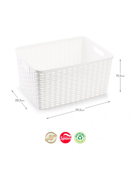 Caixa Arrumação Rattan Nº5 18L Branco