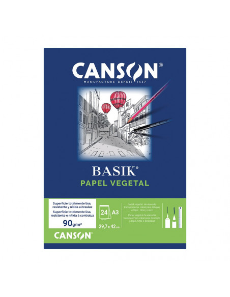 Papel Vegetal A3 90g Canson Bloco 24Fls