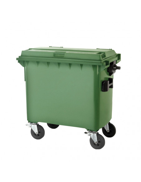 Contentor 600L Plástico 4 Rodas Verde c/Tampa Verde