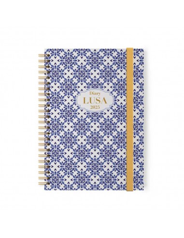 Agenda Semanal 2025 Espiral 147x210mm Lusa Azul/Branco