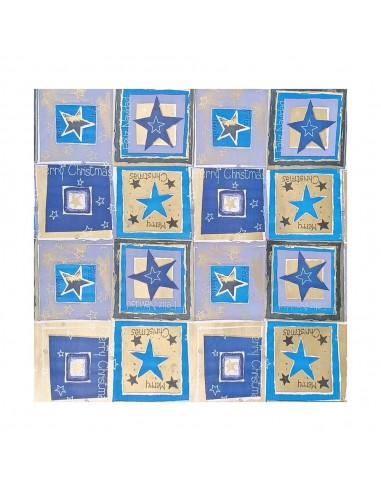 Papel Embrulho Estrelas Azul/Dourado 62cmx200mts Bobine 7kg