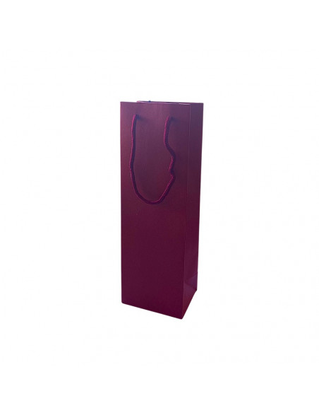 Saco 1 Garrafa 210g 12x09x36cm c/Asas Cordão Papel Bordeaux