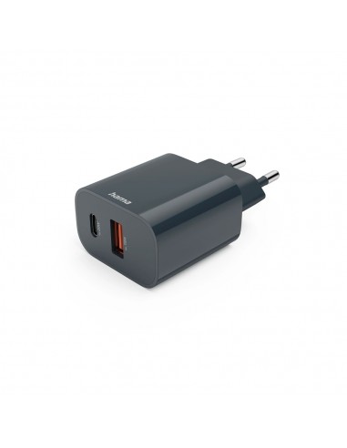 Carregador USB-A + USB-C PD 20W Rápido Cinza