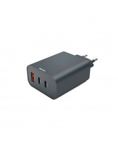 Carregador USB-C 2 Portas+ USB-A 1 Porta PD 65W Rápido Cinza