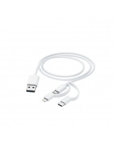 Cabo USB-C para Type-A/ Lightning/ Micro-USB 1m Branco