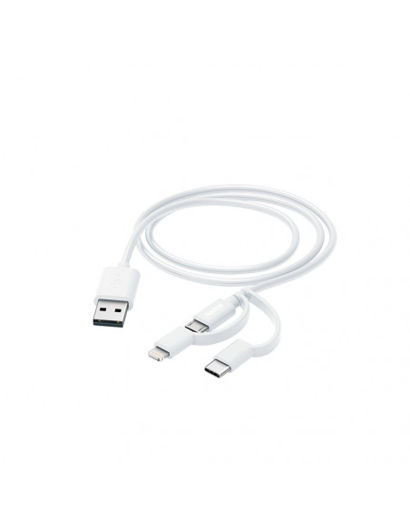Cabo USB-C para Type-A/ Lightning/ Micro-USB 1m Branco