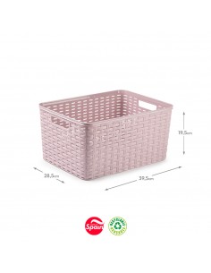 Caixa Arrumação Rattan Nº5 18L Rosa Pastel