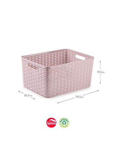 Caixa Arrumação Rattan Nº5 18L Rosa Pastel