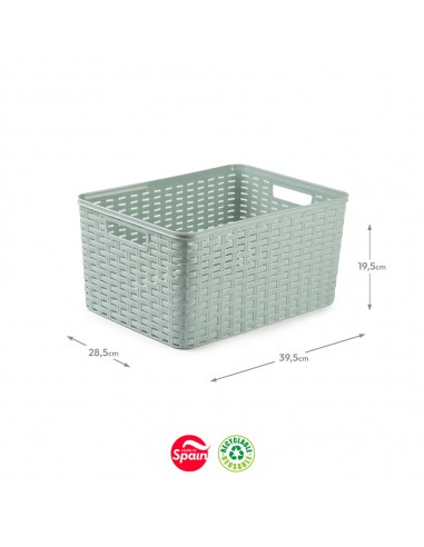 Caixa Arrumação Rattan Nº5 18L Verde Pastel