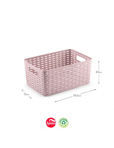 Caixa Arrumação Rattan Nº2 6L Rosa Pastel