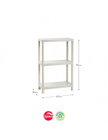 Estante 3 Prateleiras Stack 30x60x95cm Bege