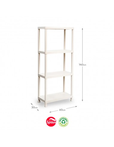 Estante 4 Prateleiras Stack 30x60x140cm Bege