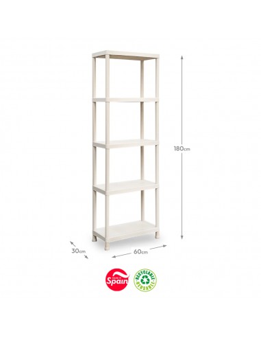 Estante 5 Prateleiras Stack 30x60x180cm Bege