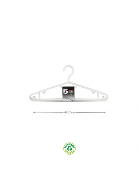 Cabide 40,5x18x3,3cm Branco 5un