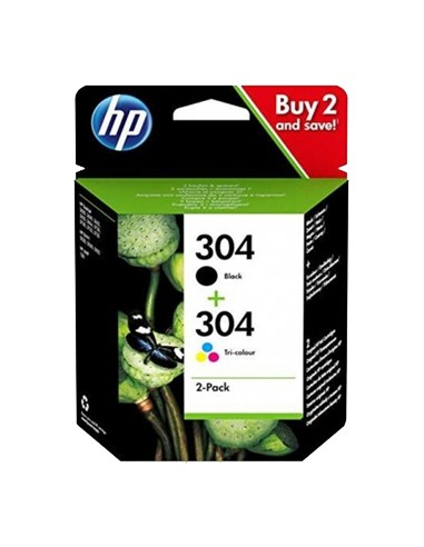 Pack Tinteiros HP 304  Preto/Cor 3JB05A 4ml/2ml