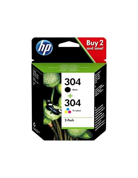 Pack Tinteiros HP 304  Preto/Cor 3JB05A 4ml/2ml