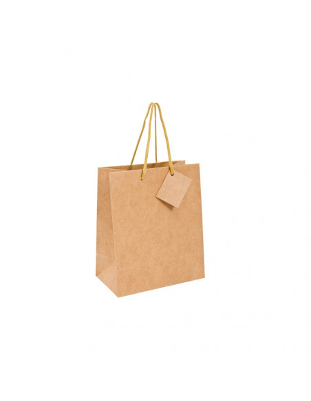 Saco Papel Kraft 120g c/Asas Cordão 19x10x27cm 10un