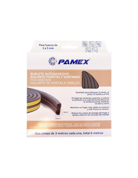 Fita Adesiva Veda Portas e Janelas 6mmx3m Pamex Blister 2un