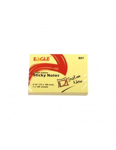 Bloco Notas Aderentes 075x100mm Eagle Amarelo 100 Folhas