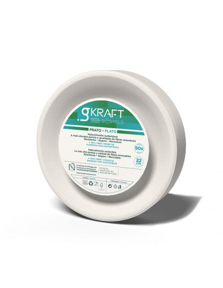 Pratos Ø 22cm Celulose Redondo Branco 50un