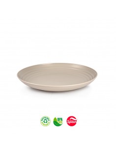 Pratos 25cm Plástico Reutilizável Classic Redondo Bege 1un
