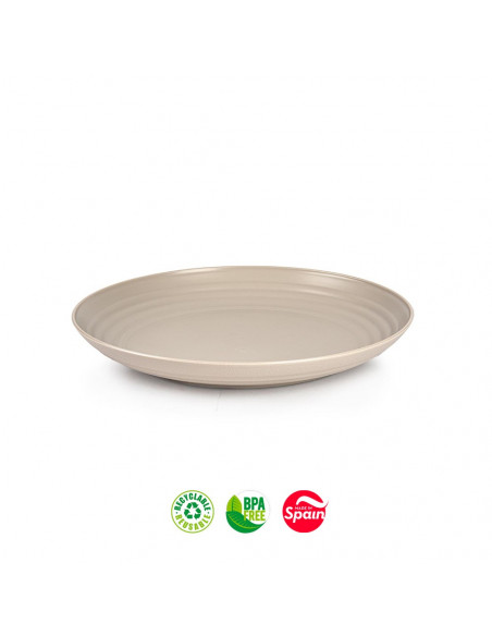 Pratos 25cm Plástico Reutilizável Classic Redondo Bege 1un