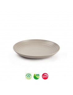 Pratos 22cm Plástico Reutilizável Classic Redondo Bege 1un