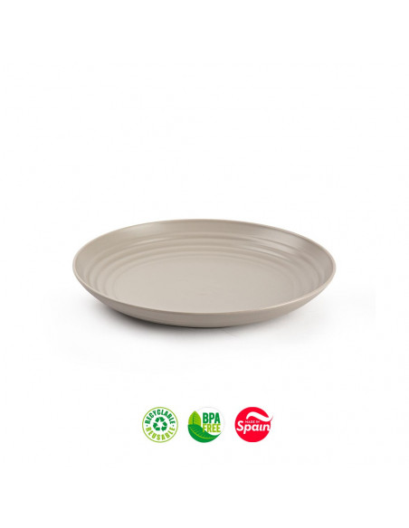 Pratos 22cm Plástico Reutilizável Classic Redondo Bege 1un