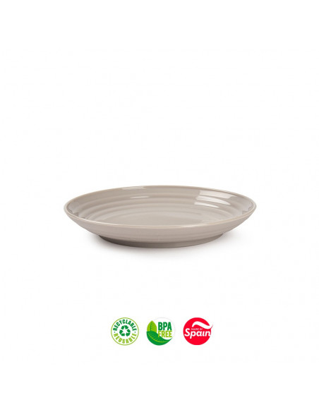 Pratos 16cm Plástico Reutilizável Classic Redondo Bege 1un
