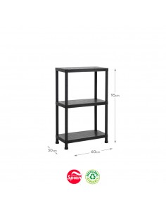 Estante 3 Prateleiras Stack 30x60x95cm Preto