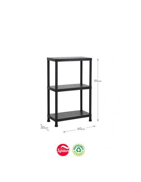 Estante 3 Prateleiras Stack 30x60x95cm Preto