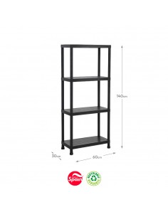 Estante 4 Prateleiras Stack 30x60x140cm Preto