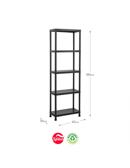 Estante 5 Prateleiras Stack 30x60x180cm Preto