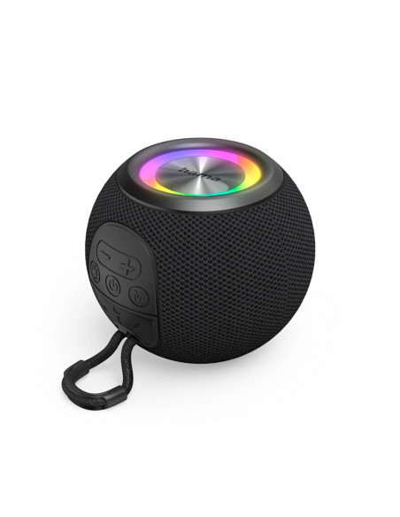 Coluna Portátil Bluetooth Ball Shape com LED Preto
