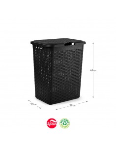 Cesto Roupa Rattan 38L Preto