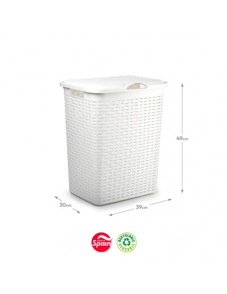 Cesto Roupa Rattan 38L Branco