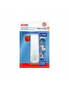 Gancho Retangular Adesivo Tesa Powerstrips 3Kg Branco